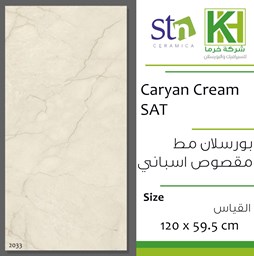 عرض تفاصيل بلاط بورسلان مط مقصوص 59.5×120سم اسباني كاريان كريم
 صورة بلاط بورسلان مط مقصوص 59.5×120سم اسباني كاريان كريم